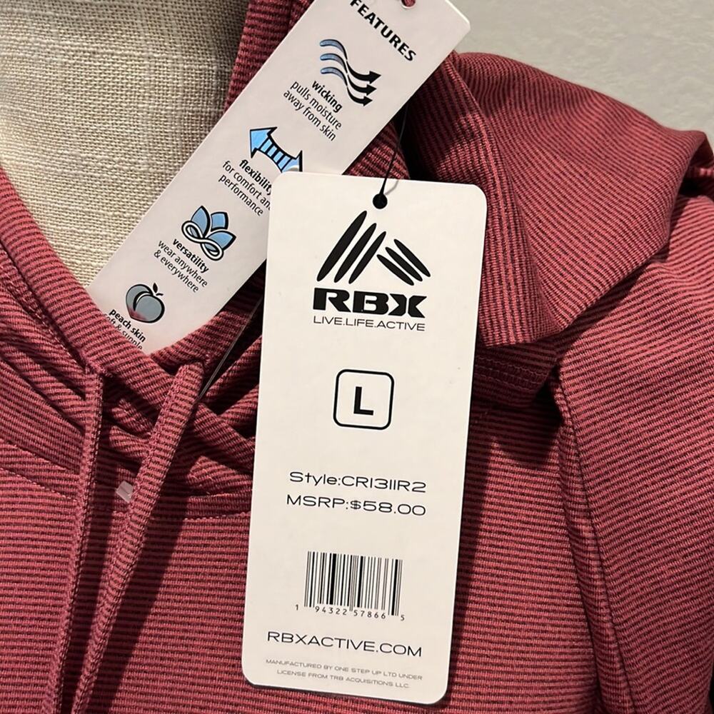 RBX Hooded Pullover with Kangaroo Pocket & Thumbholes - NWT - Size L - Picture 9 of 11